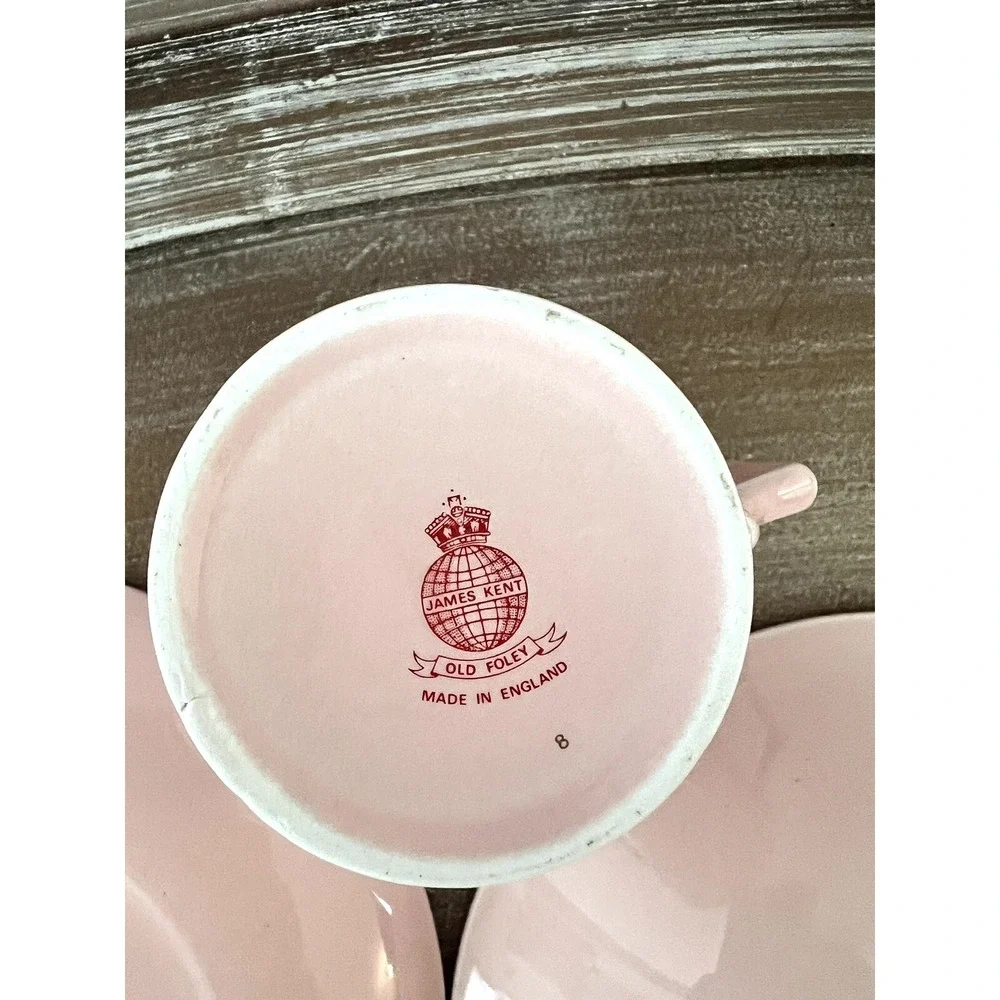 Vtg James Kent Old Foley England Nursery Rhyme Cup Bowl Plate Set Pink Alphabet - Picture 6 of 11